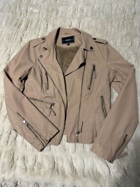 Bench Women's Taupe Faux Leather Moto Jacket